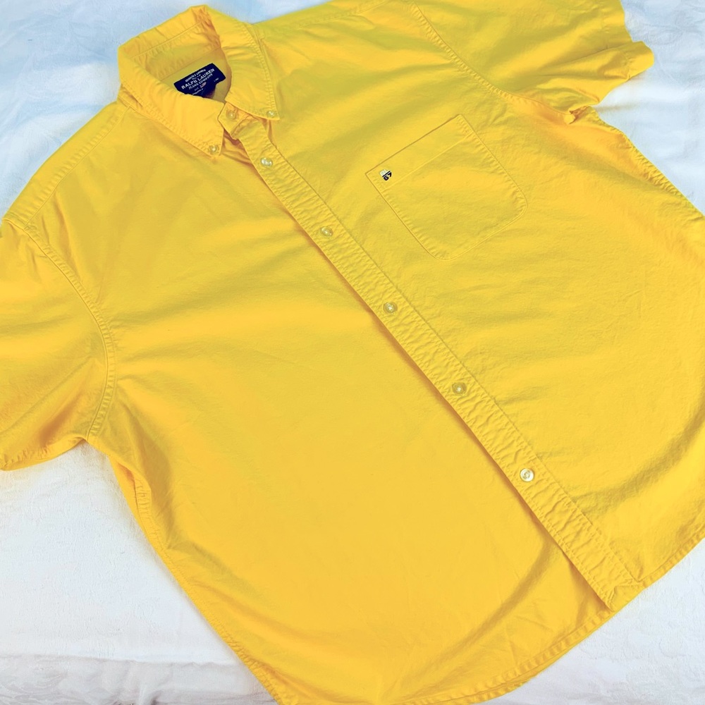 Men’s Yellow Ralph Lauren Jeans Company SS button down collared shirt XL.